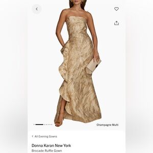 Brocade Ruffle Gown - Gold